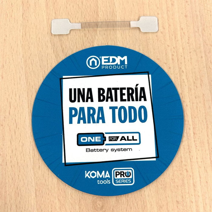 Edm Wobbler Ø10 cm Azul, Rotulador Promocional Circular de Punto de Venta con Inscripción "Una Batería para Todo", Elemento de Señalización para Lineales y Estanterías