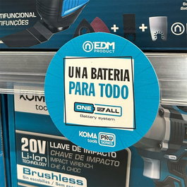 Edm Wobbler Ø10 cm Azul, Rotulador Promocional Circular de Punto de Venta con Inscripción "Una Batería para Todo", Elemento de Señalización para Lineales y Estanterías