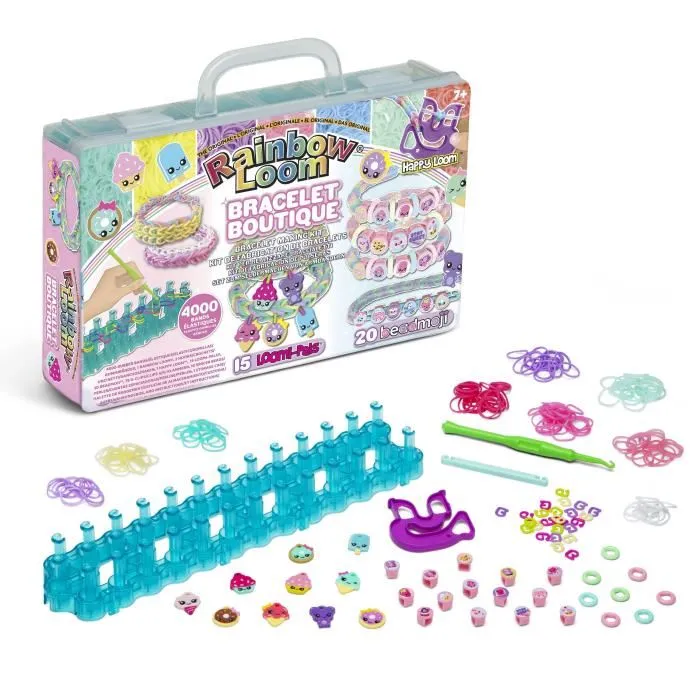 Bandai Rainbow Loom Kit para Hacer Pulseras Automáticas con Bandas Elásticas - 4000 Bandas Elásticas, Beadmojis