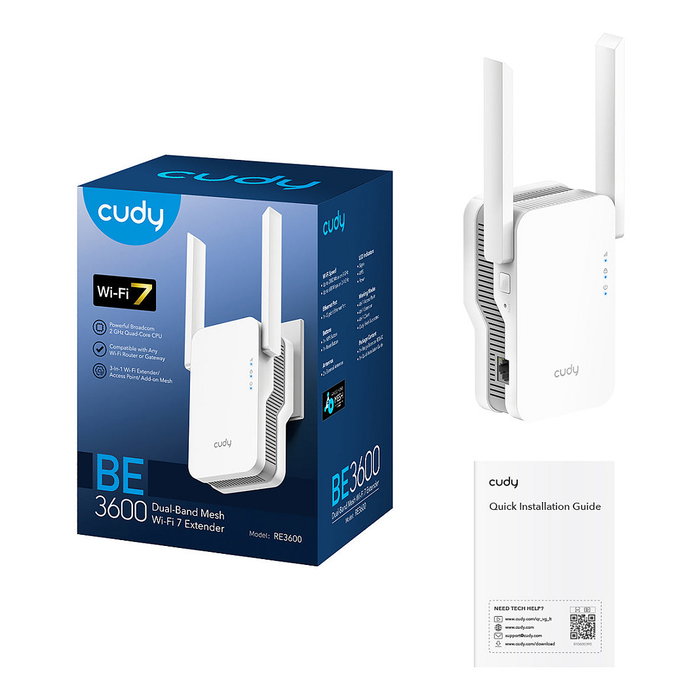 Cudy BE3600 WiFi 7 Mesh Repetidor RE3600 Doble Banda 2882 Mbit/s Blanco