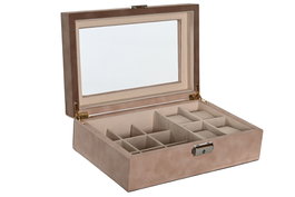 DKD Home Decor Joyero PU 16x25x7,5 Corcho Natural Melocotón
