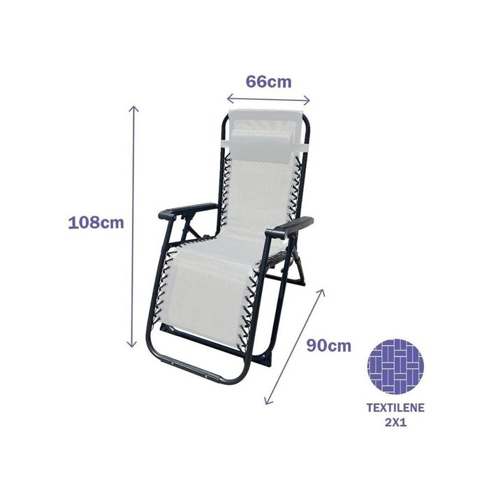 Silla Plegable Marbueno Gris 90 x 108 x 66 cm