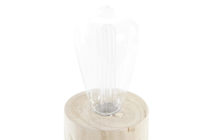 DKD Home Decor Decoración Luminosa Boho Natural LED Madera 8 x 23 x 8 cm (4 Unidades)