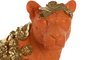 DKD Home Decor Figura de Leopardo en Resina Naranja y Dorado