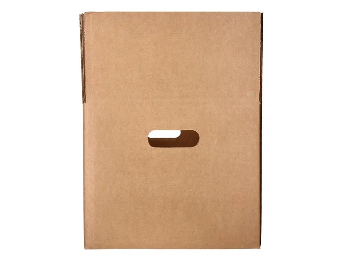 Q-connect Caja para embalar 500x400x300 mm con fondo automático y asas de cartón canal simple 5mm color kraft