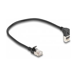 DeLOCK Cable de red RJ45 Cat.6A S/FTP Slim 0,25 m Negro con conector 90°