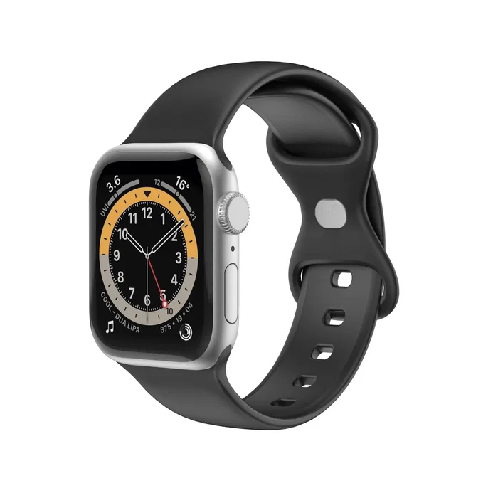 Celly Correa de Silicona para Apple Watch Series 38/40/41 mm y 42/44/45 mm, Color Negro, Cierre con Pasador y Doble Hebilla