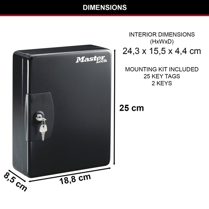 Master Lock Key Box KB-25ML para 25 llaves, Negro