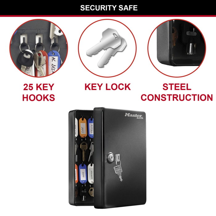 Master Lock Key Box KB-25ML para 25 llaves, Negro