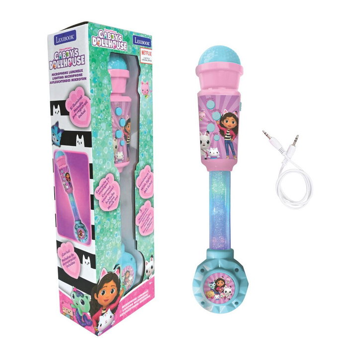 Lexibook Micrófono Gabby y la Casa Mágica con tubo de luz y altavoz