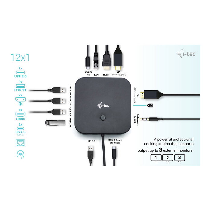 I-Tec Docking Station USB-C con HDMI Dual, DisplayPort y Carga Rápida Power Delivery 100W I-Tec Docking Station USB-C con HDMI Dual, DisplayPort y Carga Rápida Power Delivery 100W
