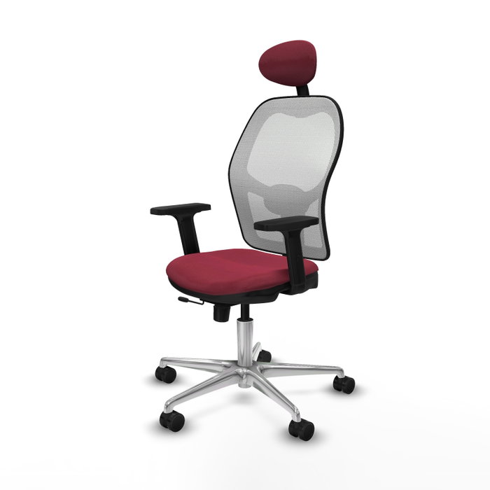PIQUERAS Y CRESPO Silla de oficina Jorquera Granate y Blanco con Mecanismo Sincro/Traslack