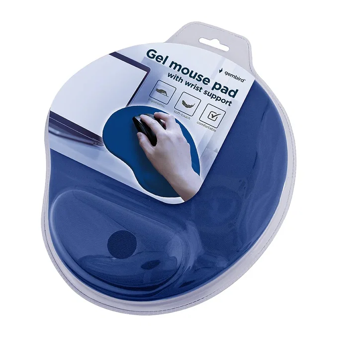 Gembird MP-GEL-B Alfombrilla de Ratón con Gel y Reposamuñecas Azul, 260x220 mm, 3 mm de Espesor