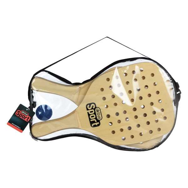 Aktive Sport Palas de Playa de Madera 22x1x39 cm con Funda - Modelos Surtidos