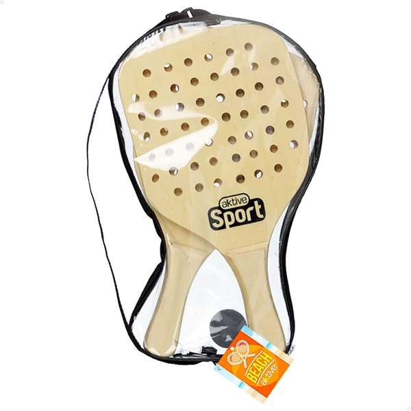 Aktive Sport Palas de Playa de Madera 22x1x39 cm con Funda - Modelos Surtidos