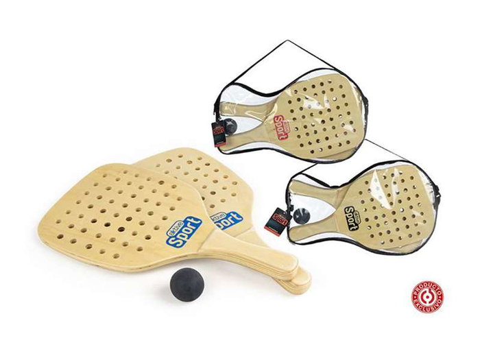 Aktive Sport Palas de Playa de Madera 22x1x39 cm con Funda - Modelos Surtidos