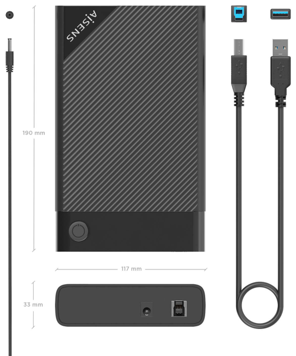 Aisens Caja Externa 3.5 pulg SATA ASE-3529B USB 3.0/3.1 Gen1 Negra Aisens Caja Externa 3.5 pulg SATA ASE-3529B USB 3.0/3.1 Gen1 Negra