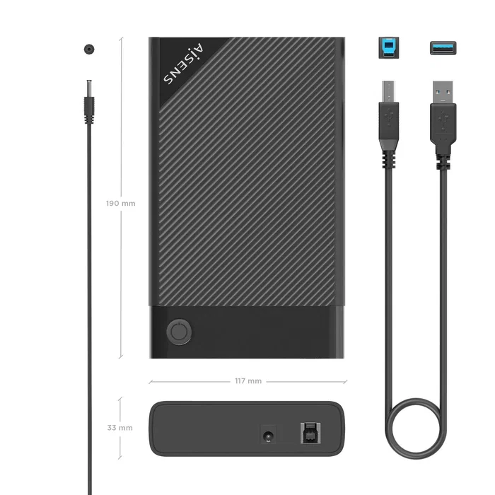 Aisens ASE-3529B Caja Externa 3.5 SATA a USB 3.0/3.1 Gen 1, Negra