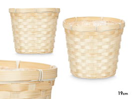 Ibergarden Cubre Macetas Redondo Bambú Trenzado 19 cm (Set de 24)