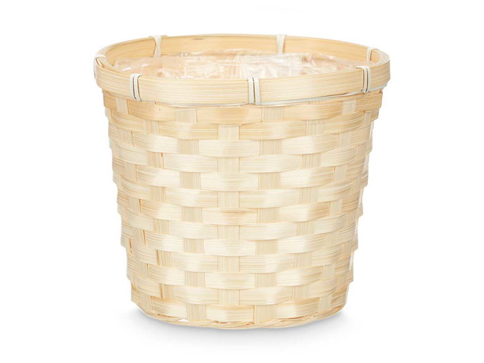 Ibergarden Cubre Macetas Redondo Bambú Trenzado 19 cm (Set de 24)