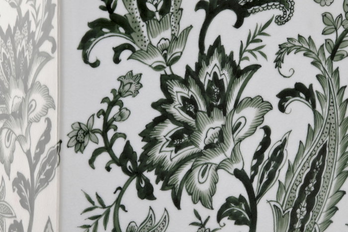 DKD Home Decor Jarrón de Porcelana con Diseño de Hojas Verde y Blanco
