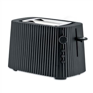 Alessi MDL08 B Tostadora Plissé Negra Diseñada por Michele De Lucchi Superficie Plisada Seis Niveles de Tostado Elegante Diseño