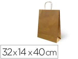 Blanca Bolsa Kraft Basika Natural Reciclado 90 gr Asa Retorcida T/L 320x140x400 mm