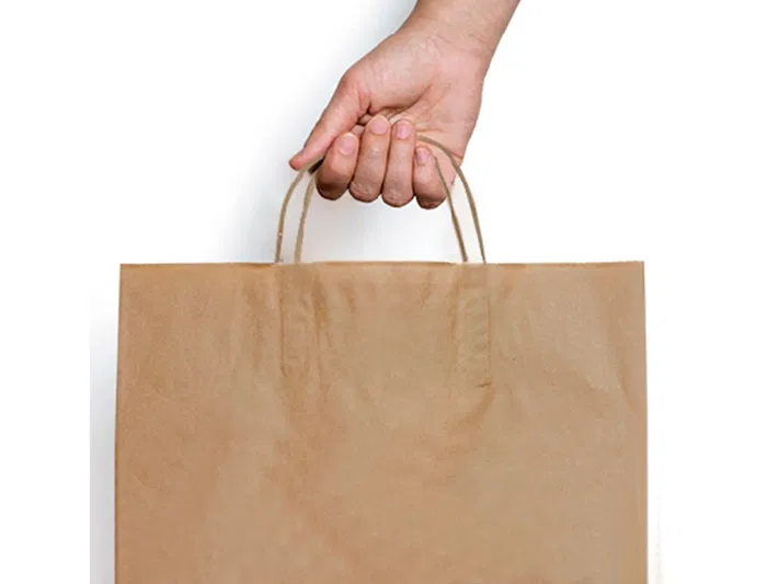 Blanca Bolsa Kraft Basika Natural Reciclado 90 gr Asa Retorcida T/L 320x140x400 mm