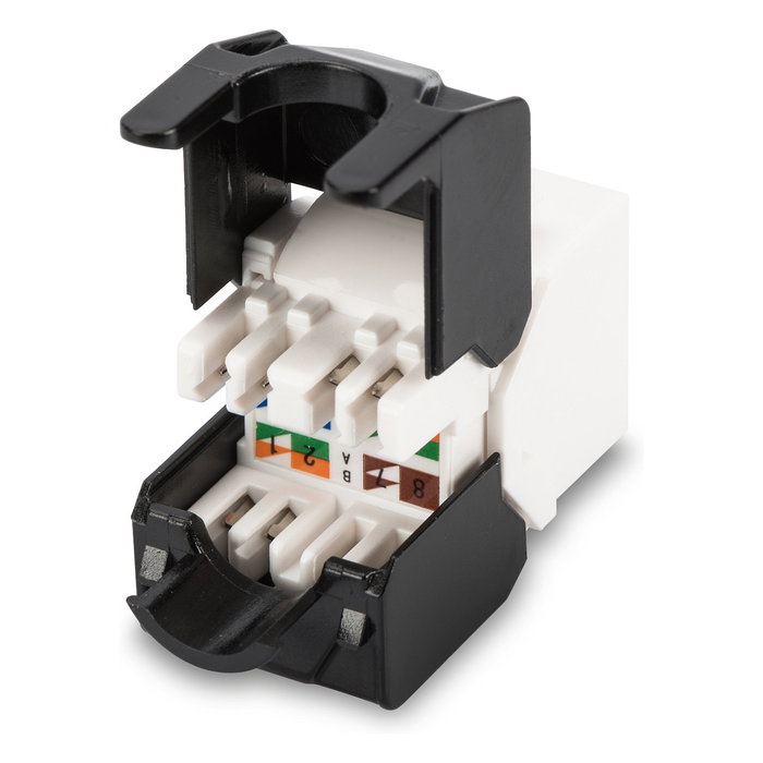 Digitus Módulo Keystone RJ45 CAT 5e Clase D sin Apantallar (UTP) para Montaje sin Herramientas, Negro/Blanco