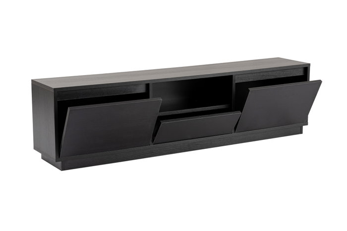 Nordure Mueble TV Wood Black Soporte TV Salón Tablero Melamina Madera Negro 160x42x29.5cm