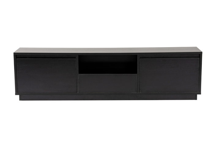 Nordure Mueble TV Wood Black Soporte TV Salón Tablero Melamina Madera Negro 160x42x29.5cm