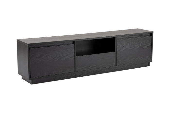 Nordure Mueble TV Wood Black Soporte TV Salón Tablero Melamina Madera Negro 160x42x29.5cm