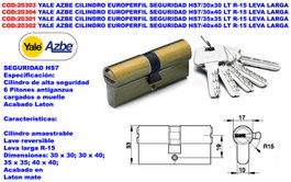 Yale Azbe Cilindro Europerfil Seguridad HS7/40x40 LT R15