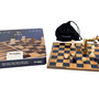 DEQUBE D00323 - Set de Juegos de Estrategia Ajedrez, Damas y Backgammon en Caja Metálica con Piezas de Madera, Reversible