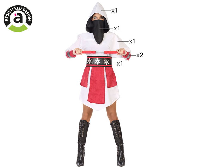 Atosa Disfraz Ninja Mujer Adulto Blanco XS-S Atosa Disfraz Ninja Mujer Adulto Blanco XS-S