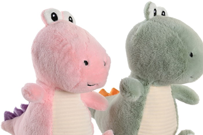DKD Home Decor Peluche Dinosaurio Rosa Palo Verde 15x20x15cm 12 Unidades