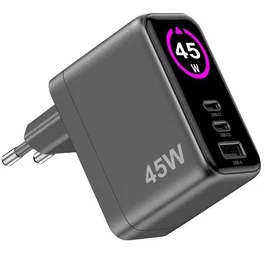 Celly Cargador de Viaje 45 W con 2 USB-C y 1 USB-A Negro