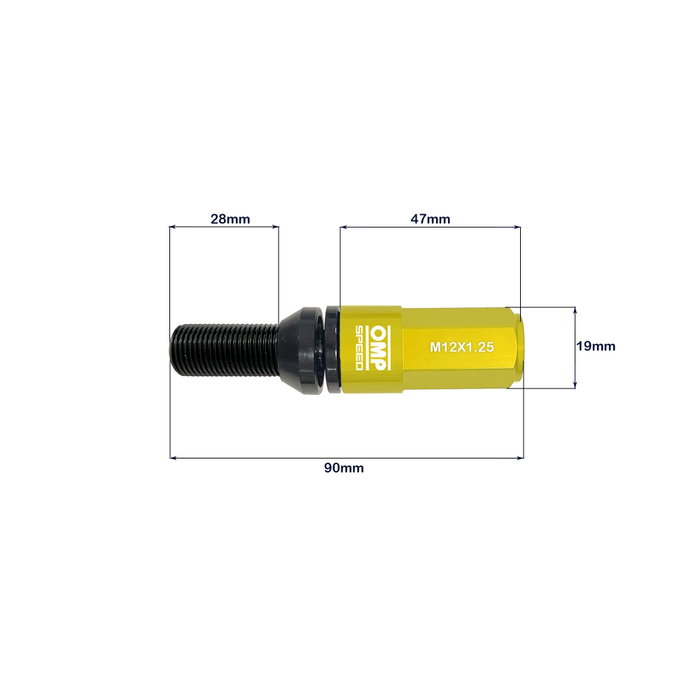 OMP Juego de 20 Tornillos con Protector de Aluminio Amarillo M12x1.25