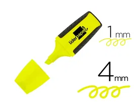 Liderpapel Rotulador Mini Fluorescente Amarillo, Punta Biselada y Agarre Cómodo, Trazo 1-4 mm
