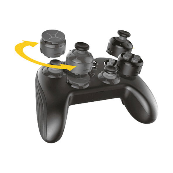 Steelplay JVASWI00065 Controlador Inalámbrico Programable para Nintendo Switch, PC, Android con 2 Fundas, Analógico, Negro/Azul/Rojo