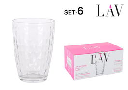 Lav Conjunto de 6 Vasos 415 cc New Artemis, Modelo Artemis, 8.6 x 8.6 x 12 cm (8 Cajas)