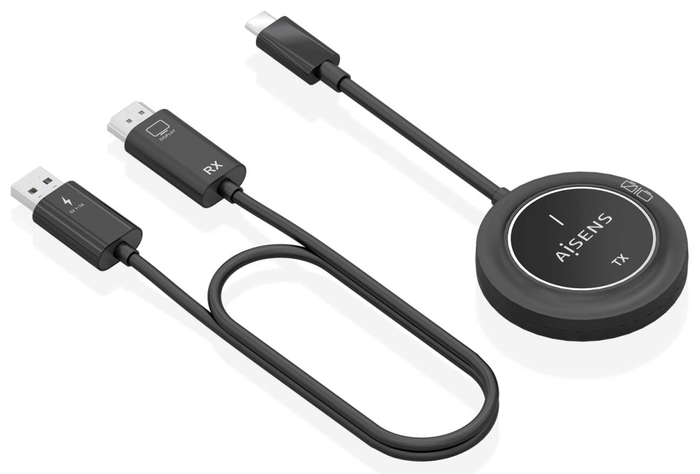 Aisens ASWL-H2KC30M003-BK USB-C a HDMI Inalámbrico 1080P 30m Negro