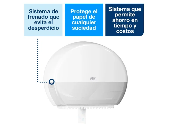 TORK Dispensador Mini Jumbo de Papel Higiénico Blanco