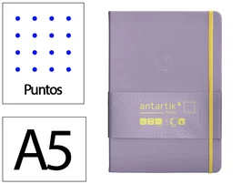 Antartik Cuaderno A5 Tapa Dura Hojas Puntos 100 Hojas 80gr FSC Morado y Amarillo