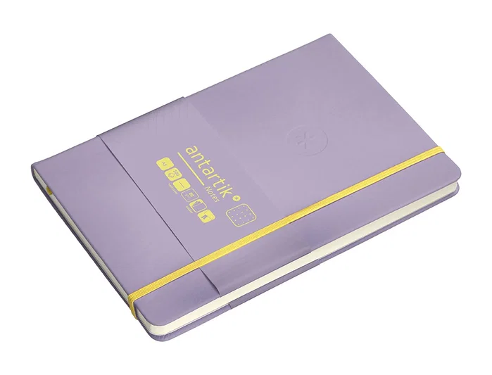 Antartik Cuaderno A5 Tapa Dura Hojas Puntos 100 Hojas 80gr FSC Morado y Amarillo