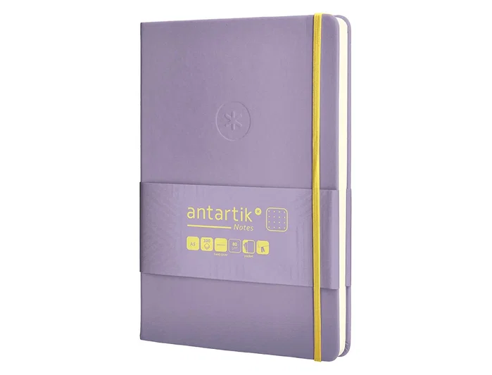Antartik Cuaderno A5 Tapa Dura Hojas Puntos 100 Hojas 80gr FSC Morado y Amarillo