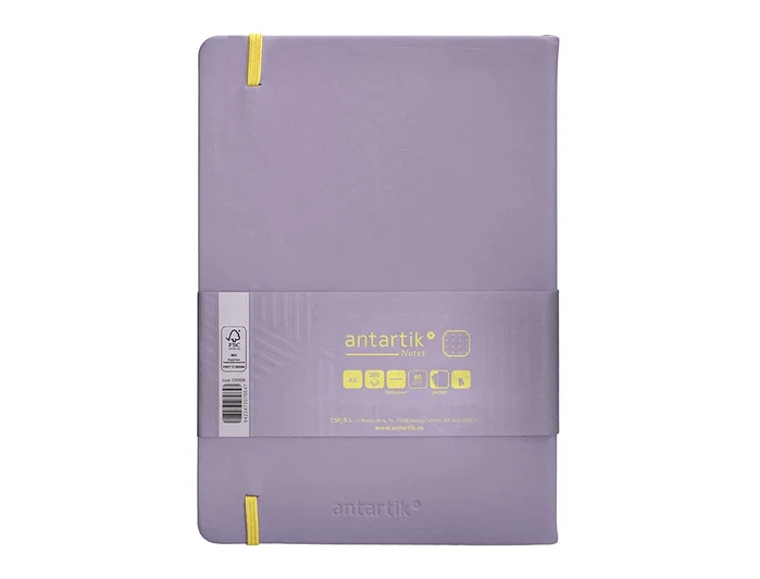 Antartik Cuaderno A5 Tapa Dura Hojas Puntos 100 Hojas 80gr FSC Morado y Amarillo