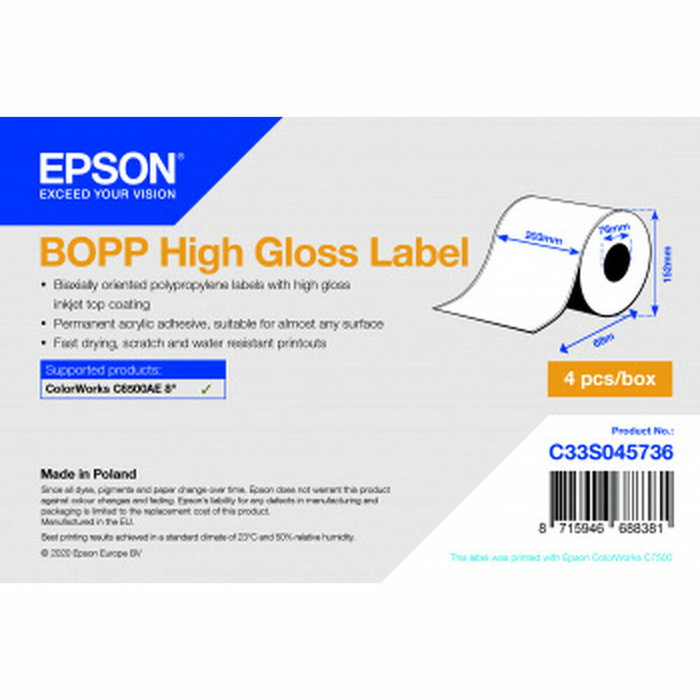 Epson C33S045736 Etiquetas de Impresora Polipropileno Brillo