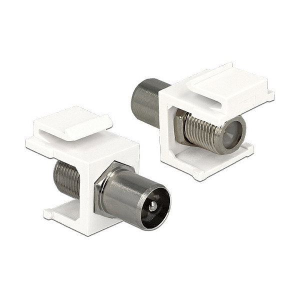 DeLOCK 86362 Conector coaxial con conectores IEC y F, blanco DeLOCK 86362 Conector coaxial con conectores IEC y F, blanco