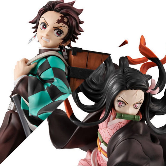 Megahouse Figura Serie G.E.M. Demon Slayer Tanjiro y Nezuko Anime PVC 17cm y 13cm
